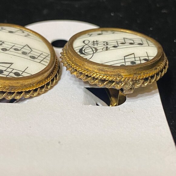 1" x 1" Vintage Sterling Silver Music Note Clip-On Earrings - Picture 4 of 9